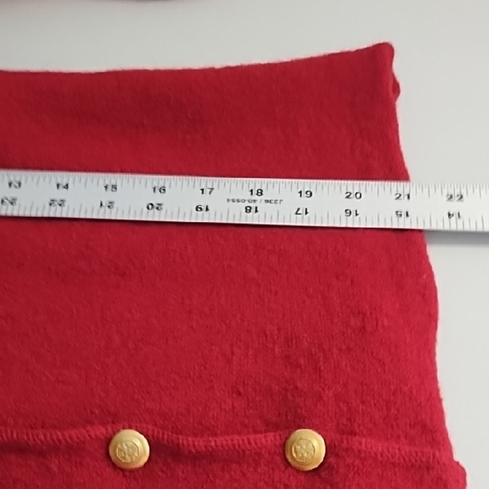 Dark Red Wool Cardigan with Gold Buttons - Picture 6 of 15